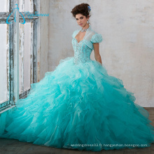 Crystal Cascading Ruffle Beaded Quinceanera Robes